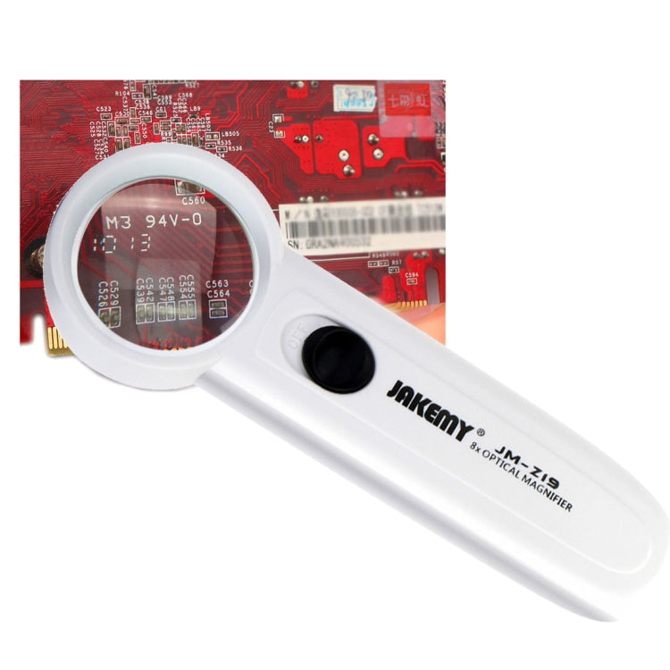 JAKEMY JM-Z19 Lente d'ingrandimento ottica portatile 8X con luce LED, JM-Z19 8X Magnifier JAKEMY JM-Z19 Lente d'ingrandimento ottica portatile 8X con luce LED, JM-Z19 8X Magnifier